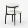 Modern Black Boucle Dining Chair with Rubber Wood Legs, 1 Piece