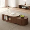 Velar 47"-67" Extendable Fluted Coffee Table with Sintered Stone Top & Storage