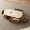 Velar 47"-67" Extendable Fluted Coffee Table with Sintered Stone Top & Storage