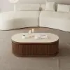 Velar 47"-67" Extendable Fluted Coffee Table with Sintered Stone Top & Storage