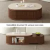 Velar 47"-67" Extendable Fluted Coffee Table with Sintered Stone Top & Storage