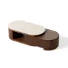 Velar 47"-67" Extendable Fluted Coffee Table with Sintered Stone Top & Storage