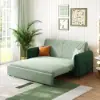 170 cm 2-Seater Green Velvet Convertible Sleeper Sofa with Storage & Pillows – Full