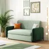 170 cm 2-Seater Green Velvet Convertible Sleeper Sofa with Storage & Pillows – Full