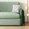 170 cm 2-Seater Green Velvet Convertible Sleeper Sofa with Storage & Pillows – Full