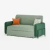 170 cm 2-Seater Green Velvet Convertible Sleeper Sofa with Storage & Pillows – Full