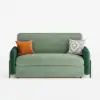 170 cm 2-Seater Green Velvet Convertible Sleeper Sofa with Storage & Pillows – Full