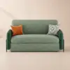 170 cm 2-Seater Green Velvet Convertible Sleeper Sofa with Storage & Pillows – Full
