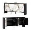 Modern 72" Sintered Stone Sideboard with Oak Wood Frame & Adjustable Shelves