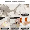 Modern 72" Sintered Stone Sideboard with Oak Wood Frame & Adjustable Shelves