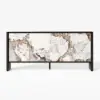 Modern 72" Sintered Stone Sideboard with Oak Wood Frame & Adjustable Shelves