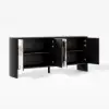 Modern 72" Sintered Stone Sideboard with Oak Wood Frame & Adjustable Shelves