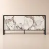 Modern 72" Sintered Stone Sideboard with Oak Wood Frame & Adjustable Shelves