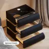 Picture of Humply Black Faux Leather 3-Drawer LED Bedside Table with Charging Station