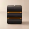 Picture of Humply Black Faux Leather 3-Drawer LED Bedside Table with Charging Station
