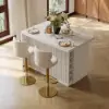 Modern 127 cm Glossy Sintered Stone Kitchen Island with Storage, White
