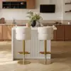 Modern 127 cm Glossy Sintered Stone Kitchen Island with Storage, White