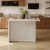 Modern 127 cm Glossy Sintered Stone Kitchen Island with Storage, White