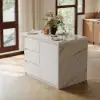 Modern 127 cm Glossy Sintered Stone Kitchen Island with Storage, White