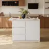 Modern 127 cm Glossy Sintered Stone Kitchen Island with Storage, White