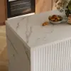 Modern 127 cm Glossy Sintered Stone Kitchen Island with Storage, White