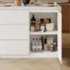 Modern 127 cm Glossy Sintered Stone Kitchen Island with Storage, White