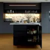 Modern 130 cm Glossy Sintered Stone Kitchen Island with Storage, White & Black