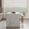 Modern 130 cm Glossy Sintered Stone Kitchen Island with Storage, White & Black