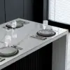 Modern 130 cm Glossy Sintered Stone Kitchen Island with Storage, White & Black