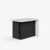 Modern 130 cm Glossy Sintered Stone Kitchen Island with Storage, White & Black