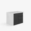 Modern 130 cm Glossy Sintered Stone Kitchen Island with Storage, White & Black