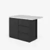 Modern 130 cm Glossy Sintered Stone Kitchen Island with Storage, White & Black