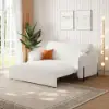 170 cm 2-Seater Warm White Boucle Convertible Sleeper Sofa with Storage & Pillows – Full