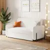 170 cm 2-Seater Warm White Boucle Convertible Sleeper Sofa with Storage & Pillows – Full