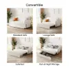 170 cm 2-Seater Warm White Boucle Convertible Sleeper Sofa with Storage & Pillows – Full