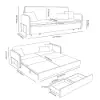 170 cm 2-Seater Warm White Boucle Convertible Sleeper Sofa with Storage & Pillows – Full