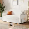 170 cm 2-Seater Warm White Boucle Convertible Sleeper Sofa with Storage & Pillows – Full