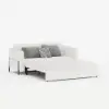 170 cm 2-Seater Warm White Boucle Convertible Sleeper Sofa with Storage & Pillows – Full
