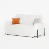 170 cm 2-Seater Warm White Boucle Convertible Sleeper Sofa with Storage & Pillows – Full