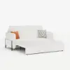 170 cm 2-Seater Warm White Boucle Convertible Sleeper Sofa with Storage & Pillows – Full