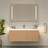 Modern 47" Floating Fluted Bathroom Vanity with Sink, Soft LED, Ample Storage – Warm White