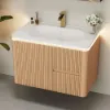 Modern 80 cm Floating Bathroom Vanity with Sink, LED Light, Ample Storage