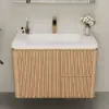 Modern 80 cm Floating Bathroom Vanity with Sink, LED Light, Ample Storage