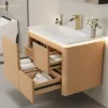 Modern 80 cm Floating Bathroom Vanity with Sink, LED Light, Ample Storage