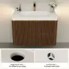 Modern 80 cm Floating Fluted Bathroom Vanity with Sink, Soft LED, Ample Storage