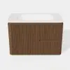 Modern 80 cm Floating Fluted Bathroom Vanity with Sink, Soft LED, Ample Storage