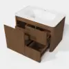 Modern 80 cm Floating Fluted Bathroom Vanity with Sink, Soft LED, Ample Storage
