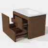 Modern 80 cm Floating Fluted Bathroom Vanity with Sink, Soft LED, Ample Storage