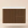 Modern 80 cm Floating Fluted Bathroom Vanity with Sink, Soft LED, Ample Storage