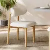 Modern Natural Boucle Dining Chair with Rubber Wood Legs, 1 Piece